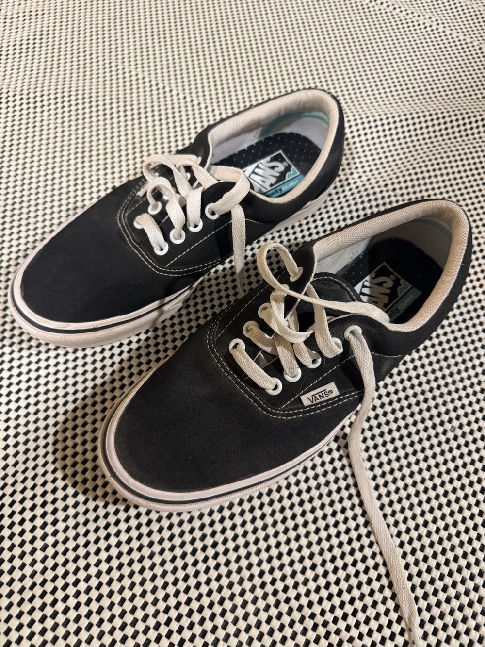 Vans Black Canvas Sneakers with White Laces Womens 8/mens 6.5
